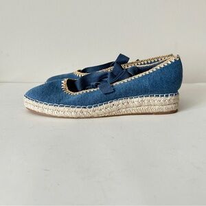 NEW Dolce Vita Morgan Blue Denim Platform Espadrille Flats, Sz 9.5